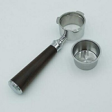 （咖啡用品與配件）51mm不鏽鋼無底咖啡機過濾器 木柄咖啡機配件 家庭 辦公咖啡器具 咖啡濾碗