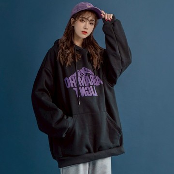 衛衣女加絨加厚秋冬韓版ulzzang長袖連帽寬松百搭潮牌上衣黑外套