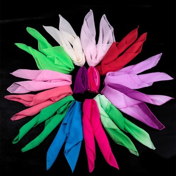 p廣場舞舞蹈專用絲巾雪紡紗小方巾手帕膠州跳秧歌跳舞紗巾手絹演