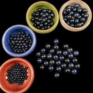 藍沙石圓珠 半成品圓珠串珠散珠DIY手工手鏈珠子配件天然沙石手鏈