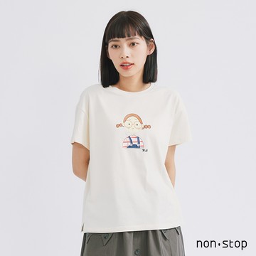 non-stop 文青女孩刺繡T恤-2色