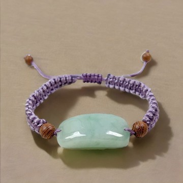 【願‧無事】果綠翡翠無事牌編織手鍊 | 天然緬甸翡翠A貨 | 送禮