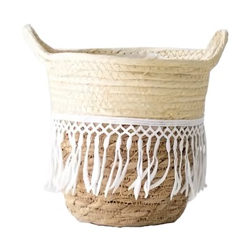 流蘇編織收納籃  藤編色  28 x 24cm  1件