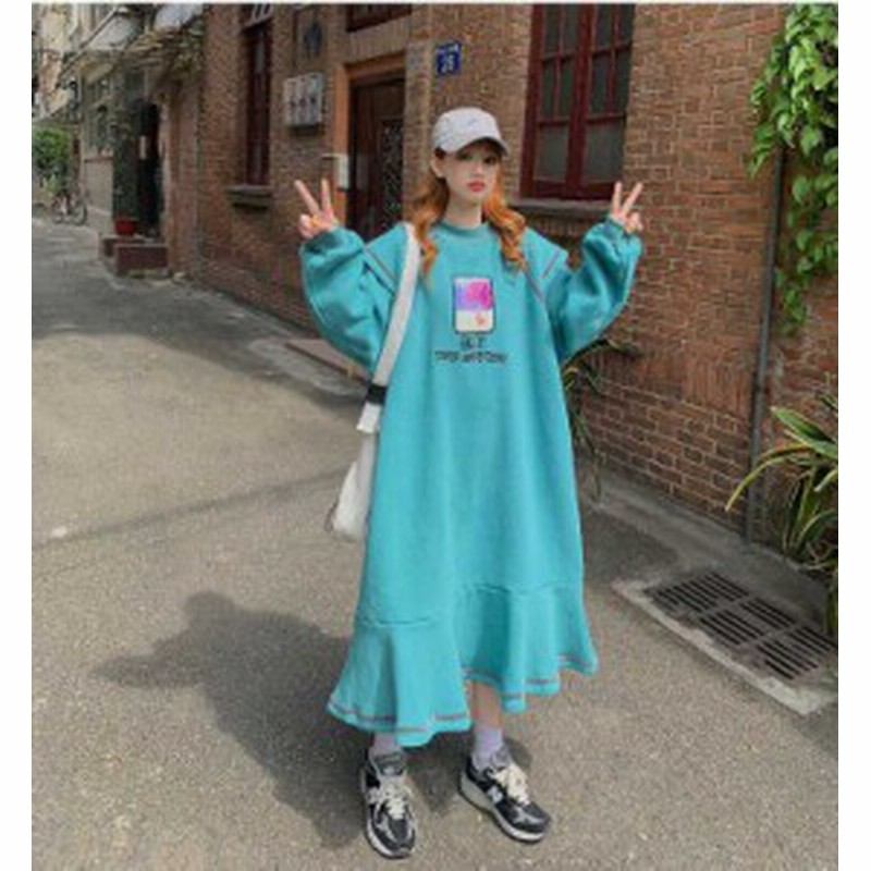 月初sale 送料無料 大きいサイズ レディース 裏起毛スウェット ロングワンピース でか襟付きビッグサイズ オーバーサイズ 韓国ファ 通販 Lineポイント最大get Lineショッピング