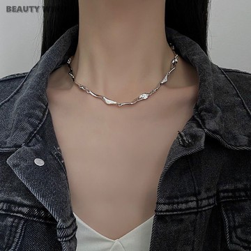 冷淡銀色素鏈鏈項鏈女ins潮甜酷輕奢小眾設計感金屬鏈子鎖骨鏈
