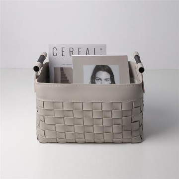 現代輕奢簡約皮革編織收納筐客廳零食收納籃臥室衣帽間裝飾品擺件
