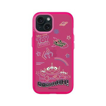 iPhone 15 Clear 粉漾桃 - 迪士尼-玩具總動員 Toy Story - Oooohhh 霓虹世界