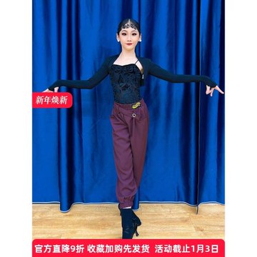 專業拉丁舞褲子2025新款國標舞摩登舞褲女舞蹈練功服寬松跳舞長褲