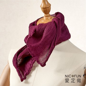 NicoFun 愛定做 魅力68 柳葉絲 深紫色 真絲 圍脖(四季可戴 紫紅 深色 桑蠶絲 領巾 圍巾 圍脖 絲巾)
