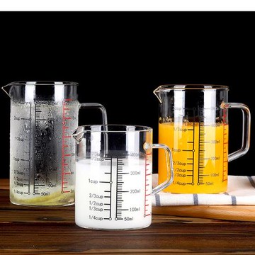 加厚玻璃量杯帶刻度耐熱可微波烘焙刻度杯家用計量杯酸奶杯早餐杯