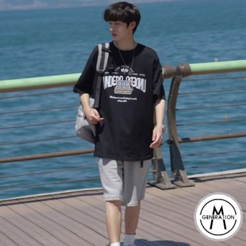 【M世代】落肩五分袖 大尺碼 男生衣服 M-5XL 寬鬆T恤  男生上衣 男士短袖 五分袖 情侶 短袖男 ATCT121