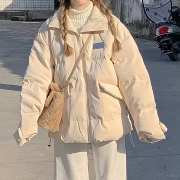 皮杏色面包服外套女港風學生棉服韓版時尚百搭高街冬季新款【倪醬】