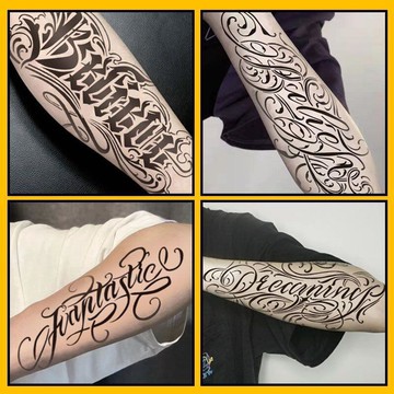 汁通用模板花臂鎖骨英文循環可重復鏤空圖冊