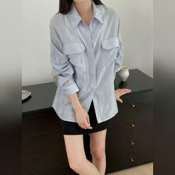 正韓女上衣 天絲長袖襯衫STP1143-創翊韓都