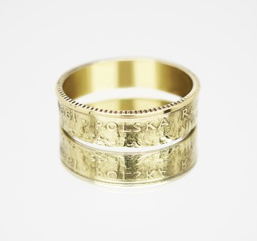 波蘭硬幣戒指 10 茲羅提 1990 年男士硬幣戒指 女士硬幣戒指