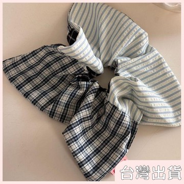 ✨臺灣出貨✨【飾飾如意】新款拼接格子方形大腸圈洋氣少女扎馬尾氣質頭繩高顏值丸子頭髮繩