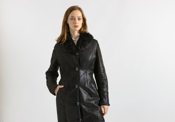 復古絨面山羊皮羊羔毛襯裡鈕釦外套 S 碼 7021