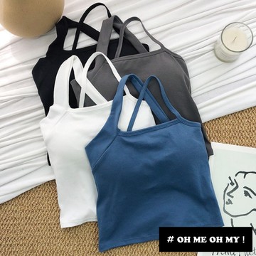 現貨A/交叉肩帶小可愛/基本款自帶胸墊背心/BraTop細肩帶內搭背心/多種穿法/辣妹背心/小可愛/歐美內衣/外穿背心
