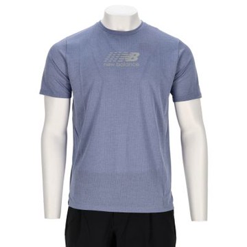 New Balance 男款 藍色 排汗 透氣 快乾 反光logo 運動 慢跑 訓練 休閒 短袖 MT51204DUS