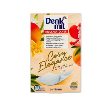 德國DM(Denk mit)-烘衣機專用衣物柔軟防皺除臭去靜電香氛紙-花香杏色36片/盒(防靜電烘衣紙,烘衣香片,香薰柔順片)