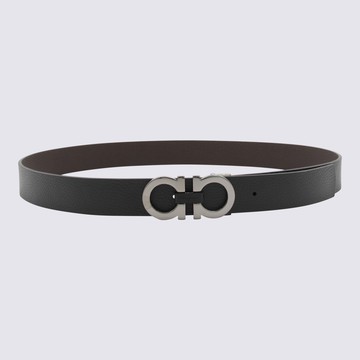 Ferragamo Black Leather Gancini Belt