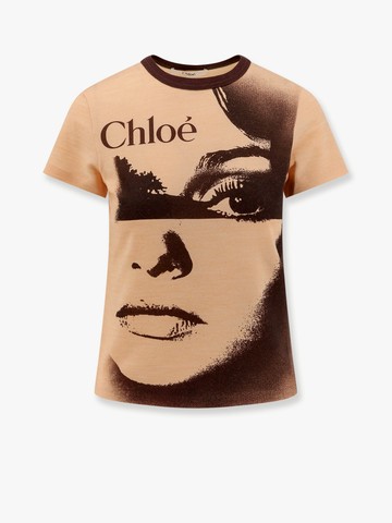 Jersey t-shirt with a large portrait print and chloã© logo - CHLOE' - gender_Woman
