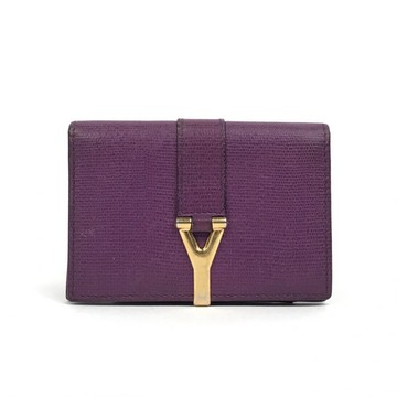 ysl 紫色Y 扣小方錢包