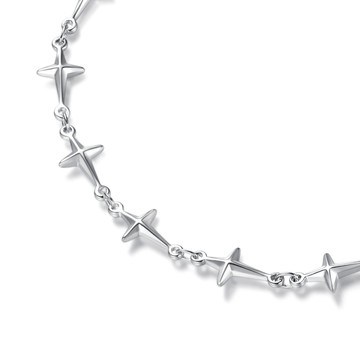 女士腳鍊．繁星點點．銀色．十字架