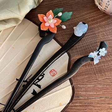 國風古典U型發簪女青花瓷新中式氣質盤發簪子高級感發釵頭飾發卡 z803