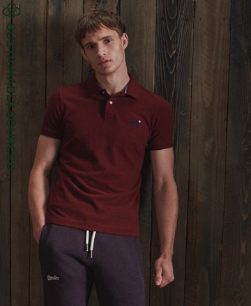Superdry Men's Organic Cotton Classic Pique Polo Shirt Red Size: M