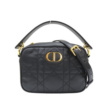 Dior 迪奧 黑色 藤格紋皮革 Caro 兩用包 【二手名牌BRAND OFF】