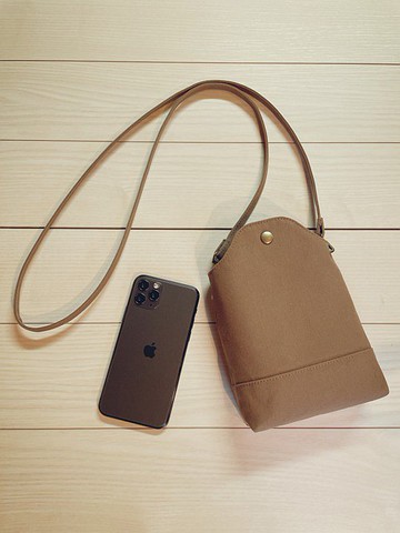 Kurashiki 帆布智能手機手拿包 Mini Sacoche 智能手機單肩包 智能手機袋 Dull Dull Color Cafe au Lait