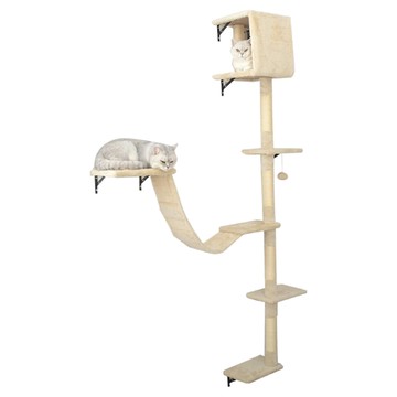 iCat 寵喵樂 仿麻布款貓跳台  經典白  1個
