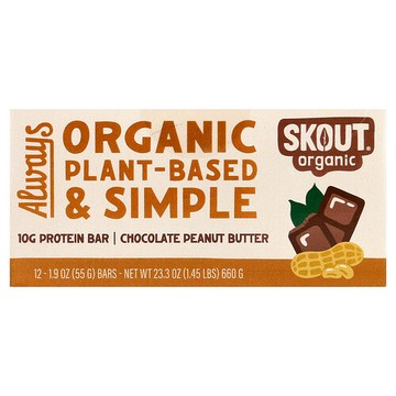 Skout Organic, 蛋白棒，巧克力花生醬，12 根，每根 1.9 盎司（55 克）