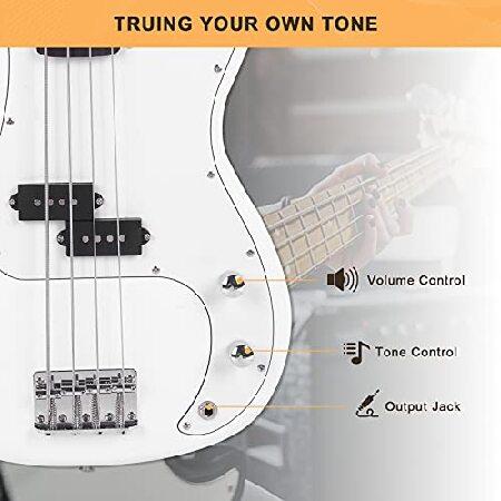 Glarry Electric Bass Guitar Full Size String Rosewood Basswood Fire Style Exquisite Burning Bass (White)