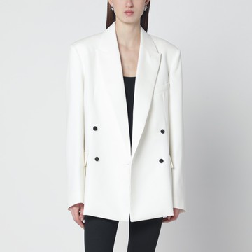 White double-breasted wool-blend jacket