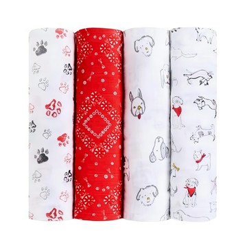 aden anais 新生兒包巾雙層4件組 100%棉 (浴巾式無頭套)