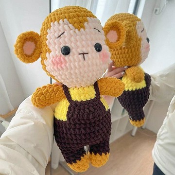 🔥新品🔥生肖公仔大號小猴子抱枕冰條毛線編織diy材料包禮物打發時間編織材料包 安睡抱枕 可愛腰靠 diy材料