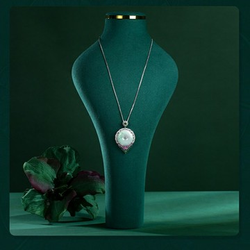 【巴黎精品】現貨+預購 翡翠項鍊925純銀吊墜-平安扣透輝石鋯石愛心女飾品p1ax25