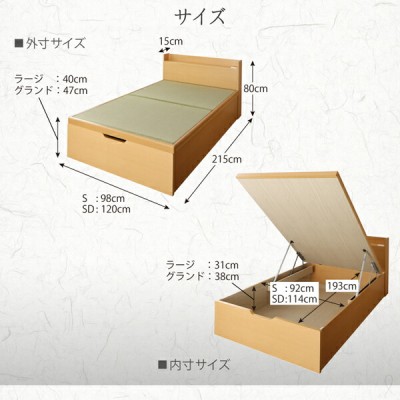 組立設置付 シンプルモダンデザイン大容量収納日本製棚付きガス圧式跳ね上げ畳ベッド 結葉 ユイハ 中国産畳 シングル 深さラージ |  LINEブランドカタログ