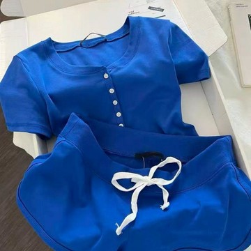 DUYI~夢詩 睡衣女夏天簡約短袖睡衣女夏季新款親膚舒適可外穿家居服兩件套