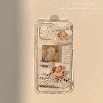 隔日到貨 透明玫瑰天使 ins 適用iPhone 12 13 14 15 pro max 手機殼 XS XR 1D65