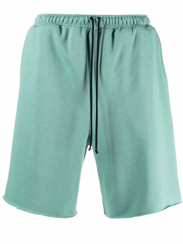 Alchemy - raw-cut hem track shorts - men - Spandex/Elastane/Cotton - L - Green