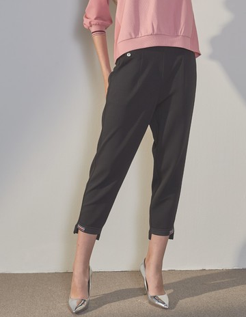 ★【喜芝梅】法蘭西風情高低裁片褲腳長褲(兩色；M-3L) 224050813