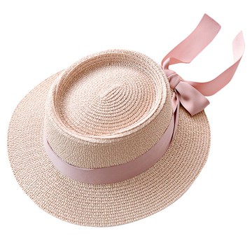 遮陽帽漁夫帽-草編飄帶蝴蝶結凹頂女帽子7色73vf12【獨家進口】【米蘭精品】