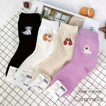 【Caramella】襪子韓國 襪子 韓國襪 中筒襪 薄襪子 可愛襪子 韓國襪子 襪子中筒襪 女生襪子 條紋襪 狗狗襪子