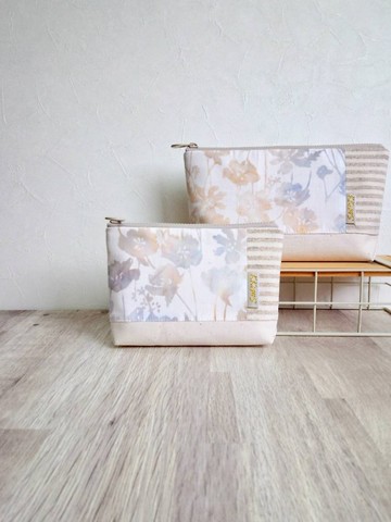 【FZK/萬用收納包(大/小)】蠟染乾燥花 日本帆布 日本先染布