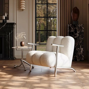 免運附發票 公司貨 可批發 中古侘寂風設計師客廳休閑單人沙發椅網紅創意陽臺懶人羊羔絨椅子 快速出貨pali6006