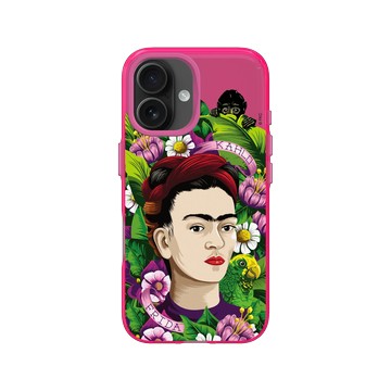 iPhone 16 Clear 粉漾桃 - Frida Kahlo - 卡蘿與猴子