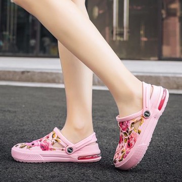 青年時尚拼色氣墊海邊度假拖鞋